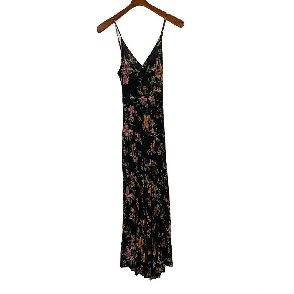 Women’s Open Back Jumpsuit Slits Tie back Floral XS/S Surplice 0590